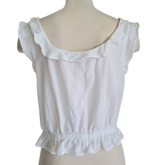 Express Milkmaid Cottagecore Ruffled Sleeveless Peplum Feminine Top 100% Cotton - Picture 5 of 14
